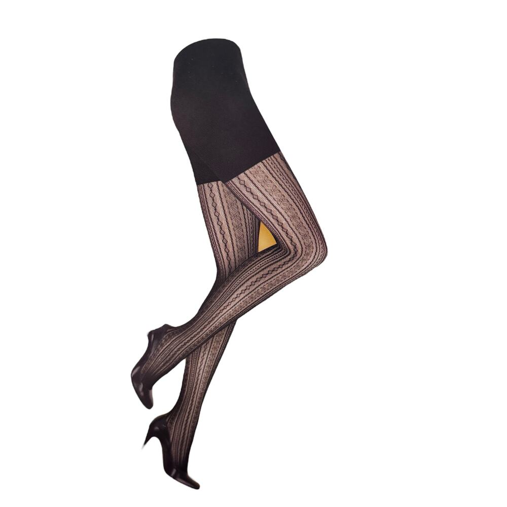 Spanx Star Power Shaping Tights Women Size D Black Patterned New in Box